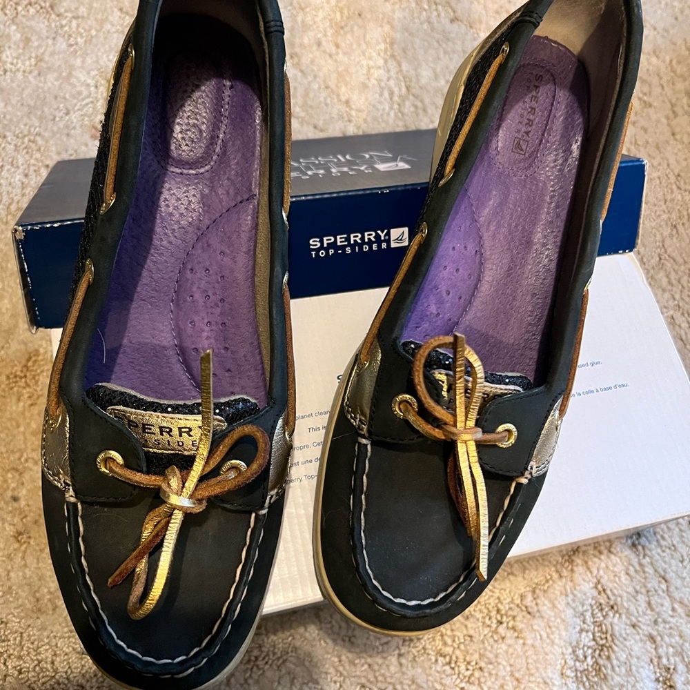 Sperry black and gold glittery shoes size 11M